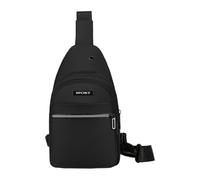 mophrati Bolsas de pecho manos libres sin carga para exteriores con orificio para auriculares bolsa de pecho poliéster para hombres paquete gran capacidad, negro