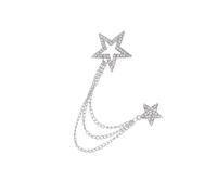 mophrati Broche de boda con diamantes de imitación, accesorio joyería, broche estrella para hombres y mujeres, multiusos para traje con cadenas, camisa, corbata, sombrero, bufanda, vestido,