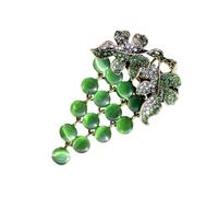 mophrati Broche de uva verde para mujer, Pin brillante con forma de fruta de diamantes de imitación, bolso de ropa, adorno, accesorio de moda, joyería para fiesta