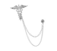 mophrati Broche para hombre Broche de ala de ángel para hombres Insignia pin solapa con elegantes cadenas colgantes Broches Pin para mujeres y borla Insignia traje con cadena