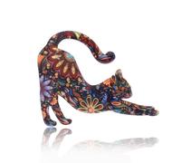 mophrati Broches Dibujos animados Gato encantador Animales Estampado floral Pin de solapa Paquete trasero DIY Craft Clips Ropa Accesorios, M1