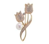 mophrati Broches y alfileres de Diamantes de imitación para Mujer, Broche Vintage Tulipanes, Elegante Accesorio con Abalorios Diamantes imitación, Broche Tulipanes, broches Insignia para