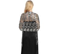mophrati Bufanda bordada Bufandas ligeras Vestido de noche Mantón Dama de honor Lentejuelas Boda Capa Chales Ropa Envolturas Damas, Negro/Plata, Por encima 175cm