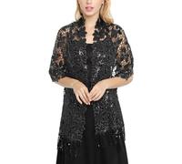 mophrati Bufanda bordada Bufandas ligeras Vestido de noche Mantón Dama de honor Lentejuelas Boda Capa Chales Ropa Envolturas Damas, Negro, Por encima 175cm
