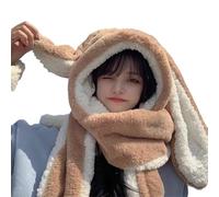 mophrati Bufanda con orejas de conejo de amplia aplicación, bufanda larga versátil y elegante, gorro con orejas conejo, sudaderas con capucha, felpa, sombrero, cálida, Caqui