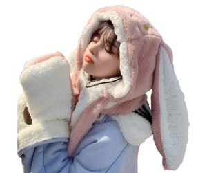 mophrati Bufanda con orejas de conejo de amplia aplicación, bufanda larga versátil y elegante, gorro con orejas conejo, sudaderas con capucha, felpa, sombrero, cálida, Rosa