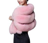 mophrati Bufanda elegante de piel sintética para mujer, chal con cuello en V supersuave para vestido Cheongsam, cuello Extra cálido, chal con cuello en V, rosa