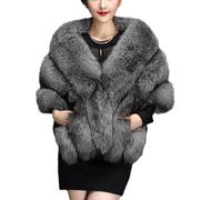 mophrati Bufanda elegante de piel sintética para mujer, chal con cuello en V supersuave para vestido Cheongsam, cuello Extra cálido, chal con cuello en V, color lago plateado