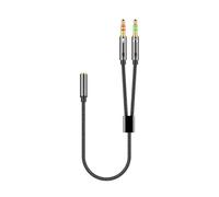 mophrati Cable adaptador de auriculares de escritorio aleación Zinc HiFi 3,5mm reemplazo interfaz Cable alambre nailon chapado anticorrosivo, Negro, 25cm