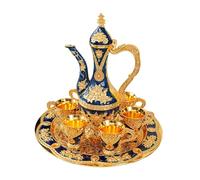 mophrati Cafetera turca duradera, tetera para vino con 6 tazas, elegante juego de té para servir, ideal para reuniones festivas, fiestas, café turco y tazas, vino, bodas, juegos de té con 6, teteras,