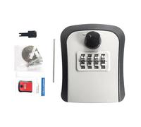 mophrati Caja de seguridad para llaves de repuesto, impermeable, para montar en la pared, con código de seguridad reiniciable de 4 dígitos, contraseña reiniciable de 4 dígitos, Gris, 9x7.5x5cm
