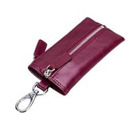mophrati Cartera de Cuero, Monedero para Llaves, Llavero de Playa de Viaje, Bolsillo de recibo de lápiz Labial Vintage Suave con Cremallera, Regalos para Mujeres y Hombres, Morado Oscuro