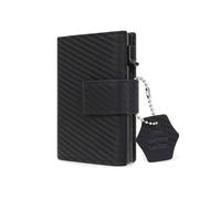 mophrati Cartera de Repuesto para Hombre, Carpeta de pasaportes Plegable Triple, Compartimento para Efectivo, Tarjetero, Monedero, Notecase, Regalo cumpleaños, Grano Fibra Carbono