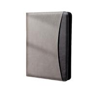 mophrati Clip de negocios de cuero con calculadora de 8 bits, carpeta A4, Clip multifuncional de cuero esencial para negocios, Clip de gerente de ventas, Bolso gris con cremallera