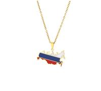 mophrati Collar con colgante de bandera de mapa Rusia, regalo para el orgullo nacional, collares con colgante resistentes y duraderos, collares cadena, regalos, dorado