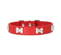 mophrati Collar para Perro con Largos Paseos duraderos y Aventuras al Aire Libre PU PU Collar para Gato Collares para Perros para Mascotas Elegante, Rojo, 1.5 * 37cm