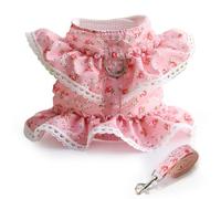 mophrati Conjunto de correa de ropa para mascotas impresa Control seguridad Chaleco cuello encaje casual Arnés Animal Halter Ropa Fiesta Vacaciones, S