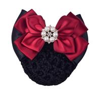 mophrati Cubierta de moño para el cabello para mujer, redecilla con perlas, pasador con lazo, Clip, encaje, fiesta, banquete, tocado, azafata, enfermera, Rojo