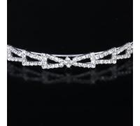 mophrati de boda única con brillantes diamantes de imitación aleación plateada. Accesorio para compromisos. Color principal: plateado. Circunferencia: aprox. 38 cm/15 pulgadas. Longitud la