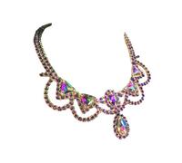 mophrati Elegante collar colgante con forma de lágrima de diamantes imitación colores brillantes, joyería para mujer, los mejores accesorios para actuaciones en el escenario, accesorios vestuario