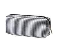 mophrati Estuche para bolígrafos a Rayas, Bolsa de papelería con Compartimentos pequeños y Grandes para Almacenamiento en la Oficina, Negro