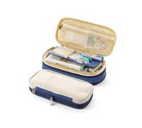 mophrati Estuche para lápices de Doble Capa de Gran Capacidad, Estuche con Cierre de Cremallera, Bolsas de Almacenamiento de papelería, Organizador, Suministros de Oficina, Azul Marino