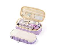 mophrati Estuche para lápices de Doble Capa de Gran Capacidad, Estuche con Cierre de Cremallera, Bolsas de Almacenamiento de papelería, Organizador, Suministros de Oficina, Violeta