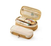 mophrati Estuche para lápices de Doble Capa de Gran Capacidad, Estuche con Cierre de Cremallera, Bolsas de Almacenamiento de papelería, Organizador, Suministros de Oficina, Caqui