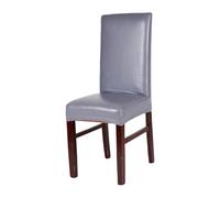 mophrati Fundas para sillas a la moda, prácticas, buenas elásticas, fáciles de montar, PU, funda para silla de comedor, Protector para silla, gris