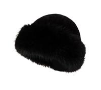 mophrati Gorro de invierno de piel sintética para mujer, gorro cosaco ruso cálido para esquiar y caminar, color marrón, Negro