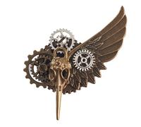 mophrati Insignia Steampunk Pin Joyería Broche de ala de ángel Llamativo con engranajes y calaveras Adecuado para vestimenta nocturna Steampunk Gear Vestido Trajes Broches Pin Insignia