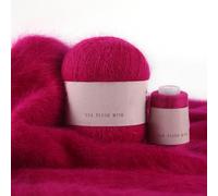 mophrati Juego de bolas de hilo antibolitas 50g y 20g, bufanda, Kit hilo ganchillo tejido suave, suéter para bebé, alfombra, hilos, accesorio costura, Rojo rosa oscuro