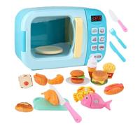 mophrati Juego de Cocina Infantil, electrodomésticos de Cocina, Juego Interactivo, microondas, Accesorios de realistas para niños, Comida Falsa para bebés, , Azul , 31 Piezas