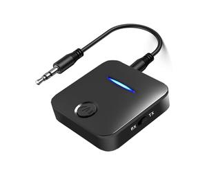 mophrati Kit de Altavoz para Coche, Adaptador Auxiliar transceptor Bluetooth 4, Adaptador Auxiliar Bluetooth Que Puede funcionar hasta 12 Horas para Aux