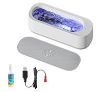 mophrati Limpiador ultrasónico de potencia, rápido, para gafas, portátil, inalámbrico y sin ruido. Ideal para gafas, aparatos dentales y joyas.