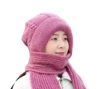 mophrati Manténgase abrigado con Estilo Protección para los oídos integrada Gorro a Prueba de Viento Bufanda Doble Calidez Terciopelo Coralino Suave y fácil de Usar, Rosa roja