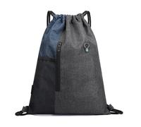 mophrati Mochila con cordón para mujer, bolso de hombro impermeable, para Fitness, portátil, para almacenamiento al aire libre, mochila de tela Oxford, saco playa, Azul oscuro