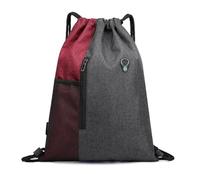 mophrati Mochila con cordón para mujer, bolso de hombro impermeable, para Fitness, portátil, para almacenamiento al aire libre, mochila de tela Oxford, saco playa, Vino rojo