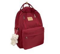 mophrati Mochila de Tela con Gran Capacidad y múltiples Compartimentos, Bolso de Viaje, Mochila de Nailon, Regalo, Vino Rojo, 32 * 12 * 42cm