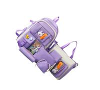 mophrati Mochila escolar espaciosa con bolsas adicionales para estudiantes de todas las edades, mochila escolar multifuncional para estudiantes de lona, púrpura