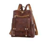 mophrati Mochila Impermeable para Mujer con Tela respetuosa con la Piel, Mochilas Informales de Cuero Suave PU, Bolsa de Viaje con Textura Cosida, Marrón