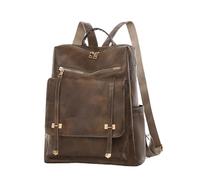 mophrati Mochila Impermeable para Mujer con Tela respetuosa con la Piel, Mochilas Informales de Cuero Suave PU, Bolsa de Viaje con Textura Cosida, café