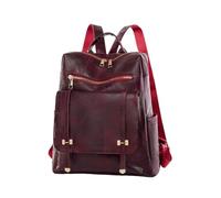 mophrati Mochila Impermeable para Mujer con Tela respetuosa con la Piel, Mochilas Informales de Cuero Suave PU, Bolsa de Viaje con Textura Cosida, Rojo