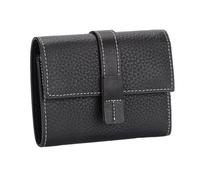 mophrati Monedero Rectangular de Cuero para Mujer, Tarjetero Elegante de Color sólido con Tres Pliegues, Billetera con Compartimento para Efectivo, Notecase, Regalo cumpleaños, Negro