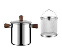 mophrati Olla freidora pequeña, herramienta de cocina con doble asa para hervir, cocinar al vapor, freír, etc. Mini aceitera con colador.