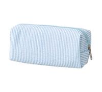 mophrati Organizador de Escritorio con Estuche de lápices de Rayas Azules y Blancas, Materiales duraderos y fáciles de Limpiar, Estuche Ligero con Bordado de, Azul Claro