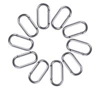 mophrati Paquete de 10 ganchos con mosquetón y anilla en D con cierre. Versátiles para llavero o candado de seguridad. Ideales para mochilas, botellas, camping y portabotellas, Plata, 24x50 mm