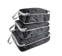 mophrati Paquete de 3 bolsas de almacenamiento equipaje viaje nailon, organizador ropa, cosméticos, embalaje, escalada, senderismo, mochilero, Negro