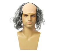 mophrati Peluca Calva Peluca de Anciano de Cosplay Halloween Accesorio Disfraz Espectacular para Fiestas Bodas y Eventos memorables Anciano Calvo Científicos Locos, Pelo Rizado Gris