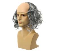 mophrati Peluca de Anciano para Disfraz de Comedia de Halloween. Peluca Calva. Fiestas temáticas y Eventos. Experiencias memorables. Calva. Científicos Locos, Pelo Rizado Gris